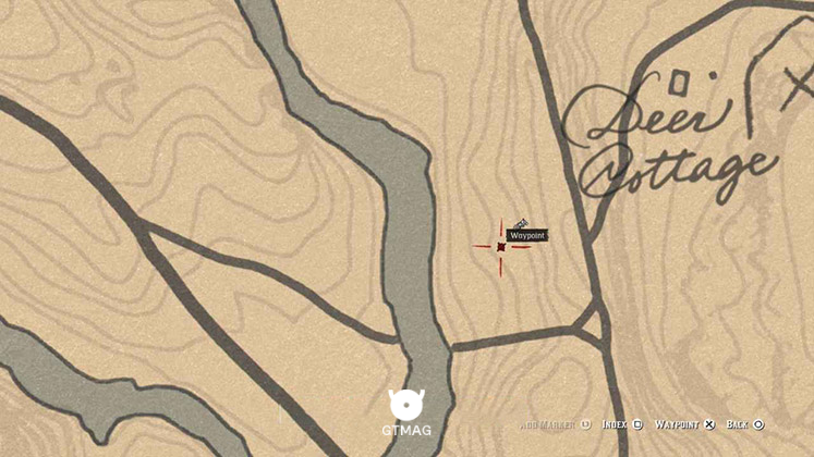 مکان دقیق دریم کچر نزدیک Deer Cottage روی نقشه بازی RDR2