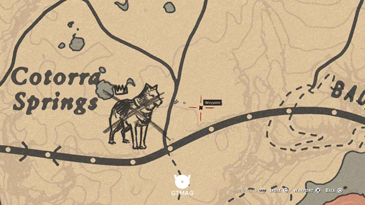 مکان دقیق دریم کچر نزدیک ریل قطار کاتورا اسپرینگز روی نقشه بازی RDR2