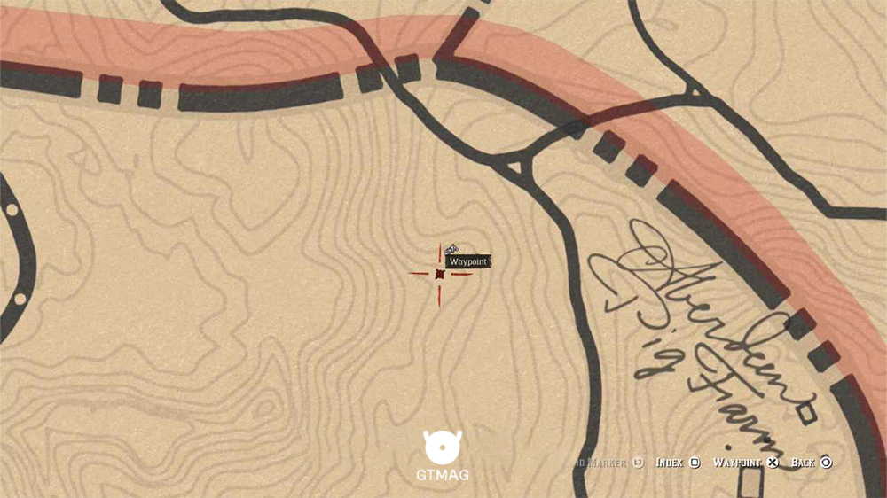 مکان دقیق دریم کچر نزدیک صخره Citadel Rock روی نقشه بازی RDR2