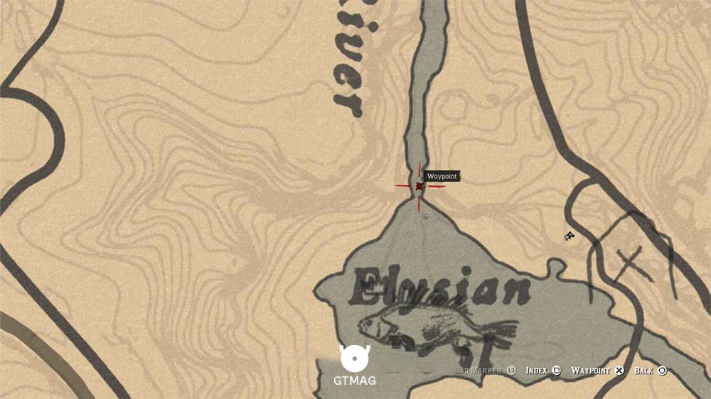مکان دقیق غار مخفی پشت آبشار الیسیان پول روی نقشه بازی RDR2