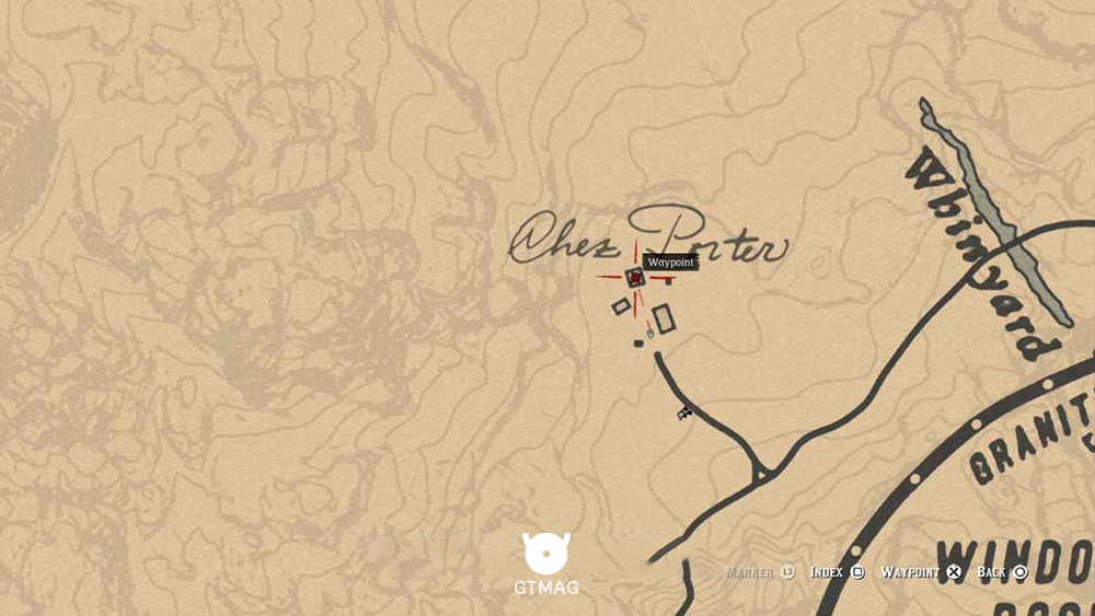 نقشه کلی موقعیت خانه چز پورتر در بازی Red Dead Redemption 2