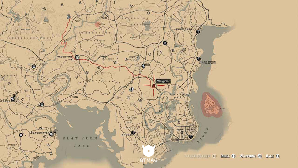 موقعیت دقیق کلبه چز پورتر روی نقشه Red Dead Redemption 2