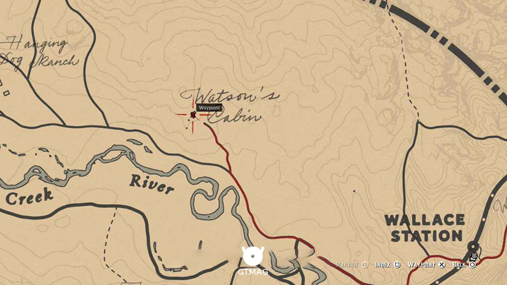 موقعیت دقیق کلبه واتسون روی نقشه Red Dead Redemption 2