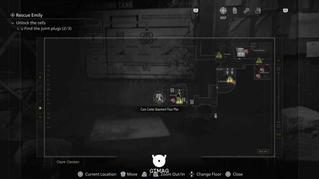 مکان Upgrade: Hip Pouch + Map: Care Center Basement Floor Plan