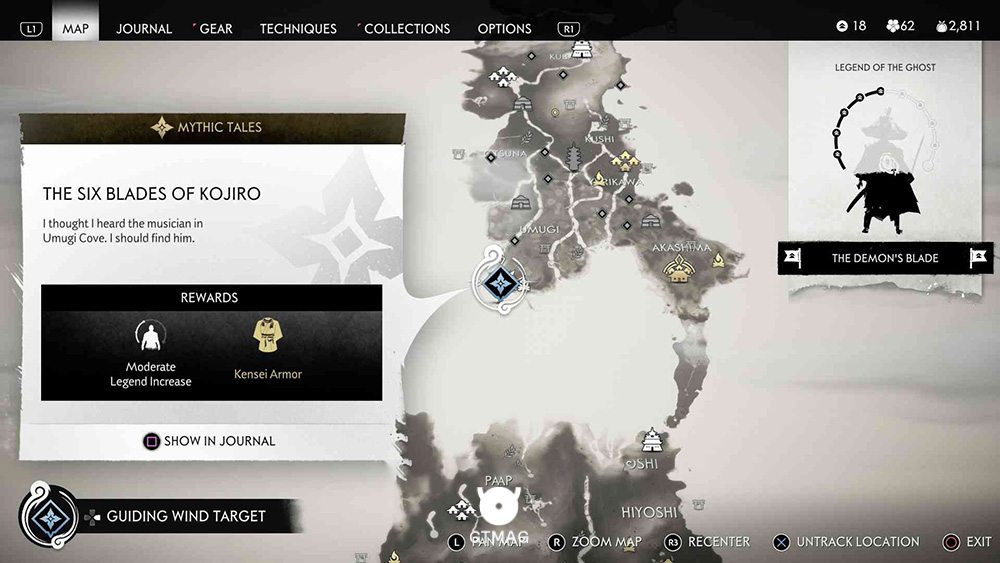 1. The Six Blades of Kojiro - تمام مکان&zwnj;های Mythic Tale در Ghost of Tsushima