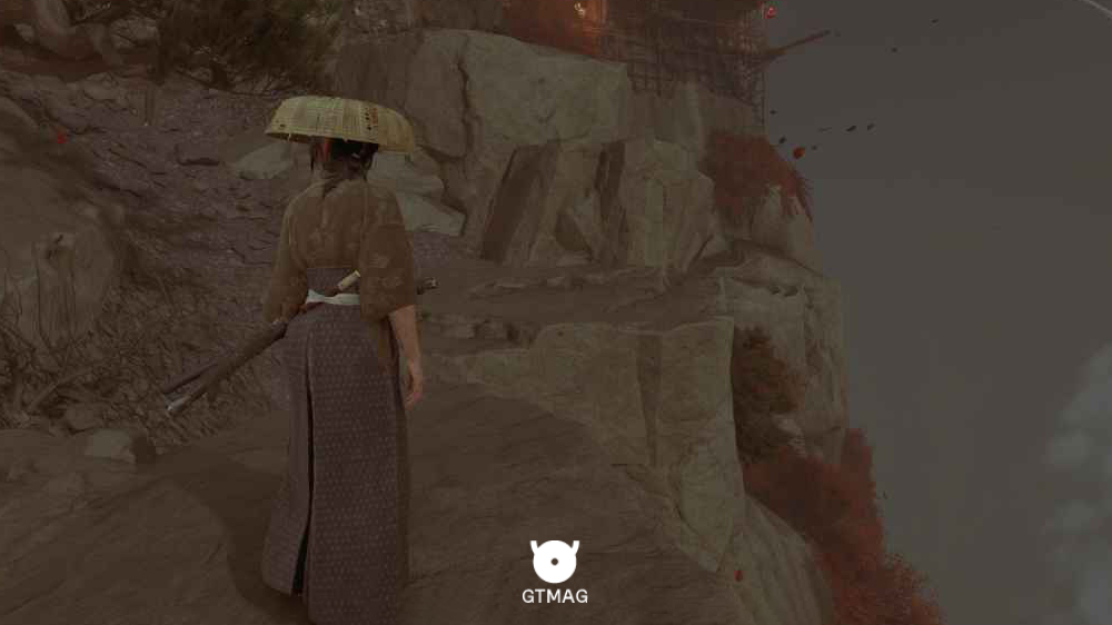 بالا رفتن از دیواره سنگی در بازی ghost of yotei