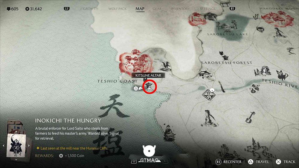 5 - Teshio Coast - Kitsune Altar - تمام مکانها و راهحلهای Nine Tails Puzzle Box در Ghost of Yotei