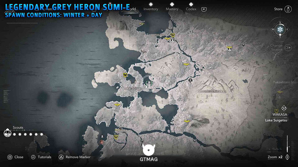 شماره 3:&nbsp;Legendary Grey Heron - تمام مکان&zwnj;های Legendary Sumi-e در Assassin&rsquo;s Creed Shadows