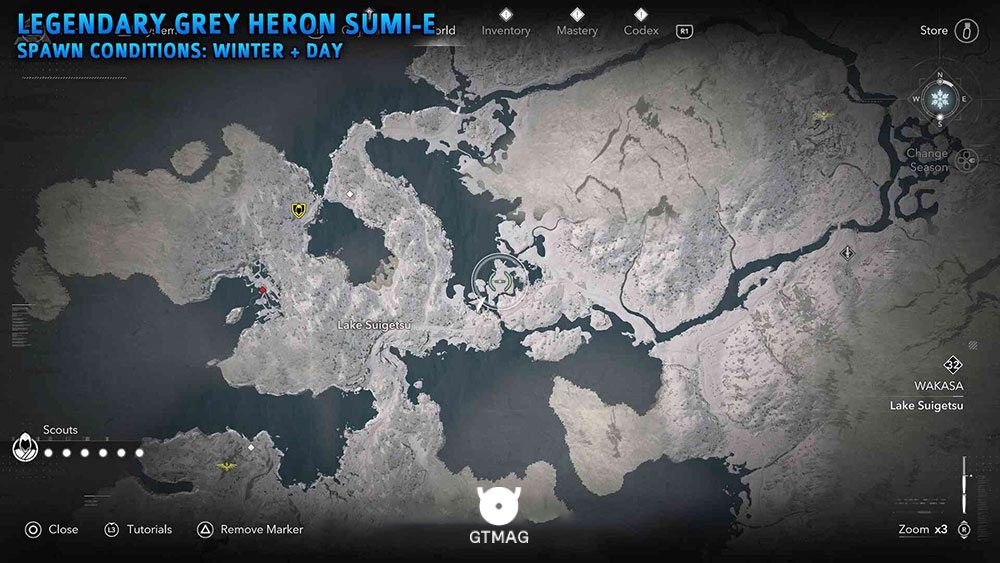 شماره 3:&nbsp;Legendary Grey Heron - تمام مکان&zwnj;های Legendary Sumi-e در Assassin&rsquo;s Creed Shadows