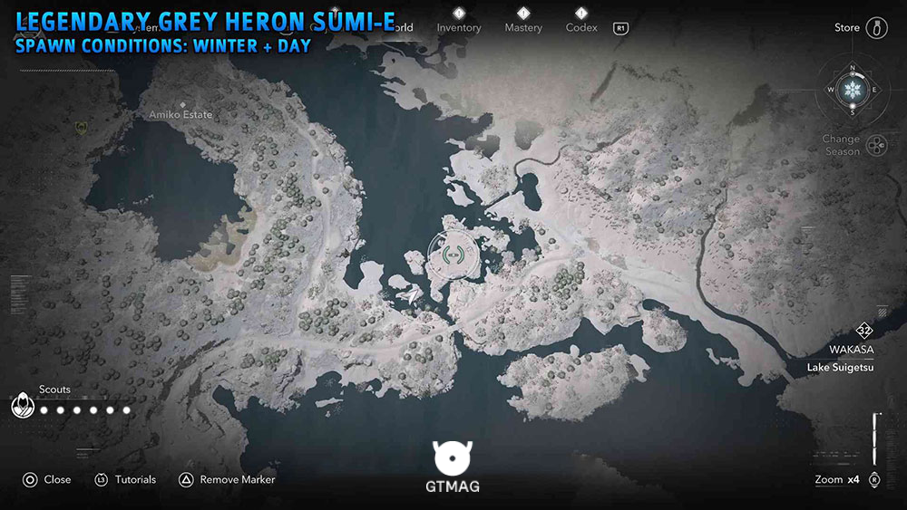شماره 3:&nbsp;Legendary Grey Heron - تمام مکان&zwnj;های Legendary Sumi-e در Assassin&rsquo;s Creed Shadows
