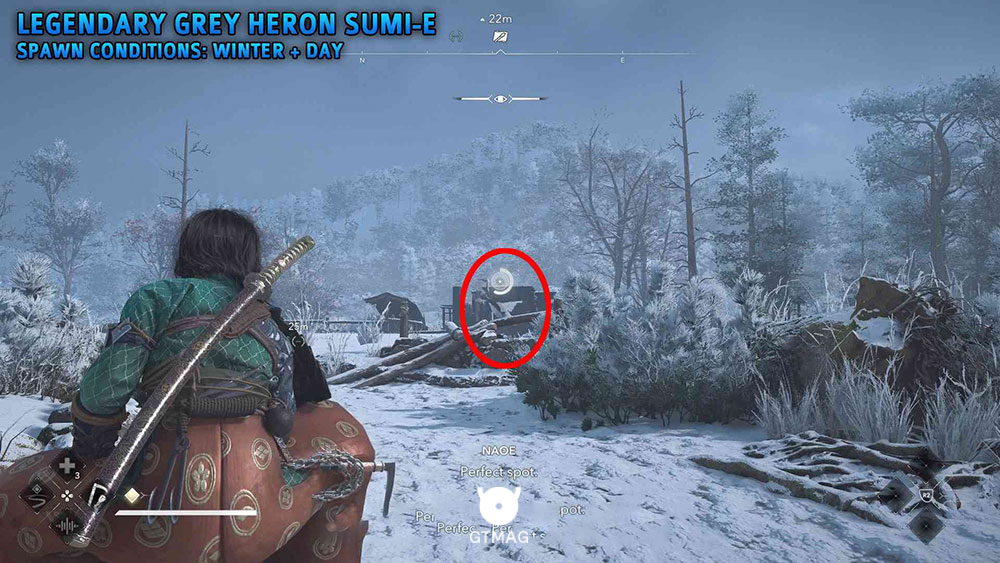شماره 3:&nbsp;Legendary Grey Heron - تمام مکان&zwnj;های Legendary Sumi-e در Assassin&rsquo;s Creed Shadows
