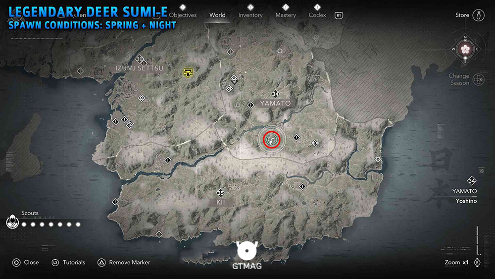 شماره 4:&nbsp;Legendary Deer - تمام مکان&zwnj;های Legendary Sumi-e در Assassin&rsquo;s Creed Shadows