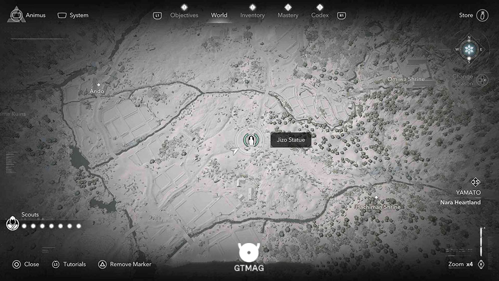 Yamato (7 مجسمه Jizo) - مکان تمام مجسمه&zwnj;های Jizo در Assassin&rsquo;s Creed Shadows