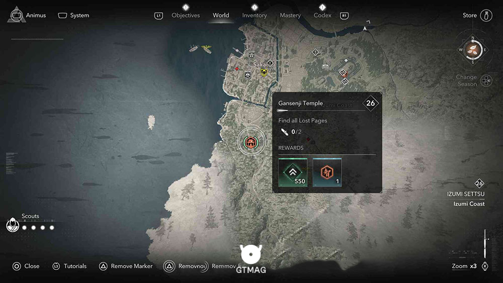 IZUMI SETTSU - موقعیت تمام Templeها و Lost Pages در Assassin&rsquo;s Creed Shadows