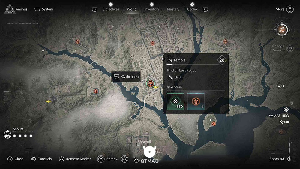 YAMASHIRO - موقعیت تمام Templeها و Lost Pages در Assassin&rsquo;s Creed Shadows