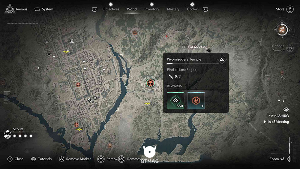 YAMASHIRO - موقعیت تمام Templeها و Lost Pages در Assassin&rsquo;s Creed Shadows