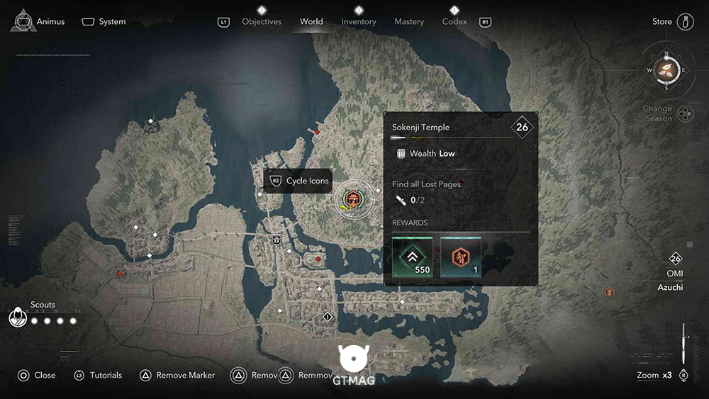 OMI - موقعیت تمام Templeها و Lost Pages در Assassin&rsquo;s Creed Shadows