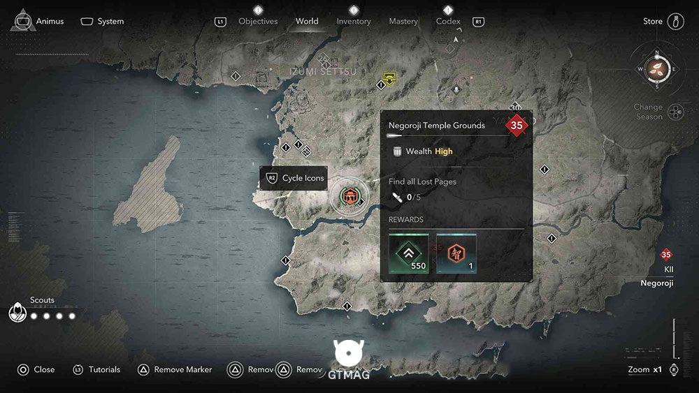 KII - موقعیت تمام Templeها و Lost Pages در Assassin&rsquo;s Creed Shadows