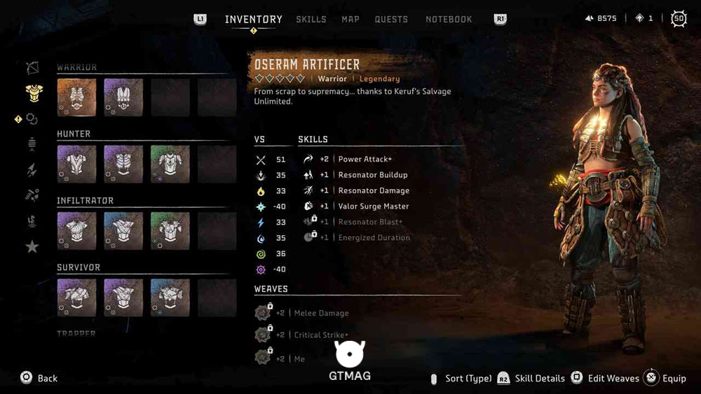 Legendary Armor شماره 1: Warrior - Oseram Artificer - آموزش به دست آوردن همه زرههای Legendary در بازی Horizon Forbidden West