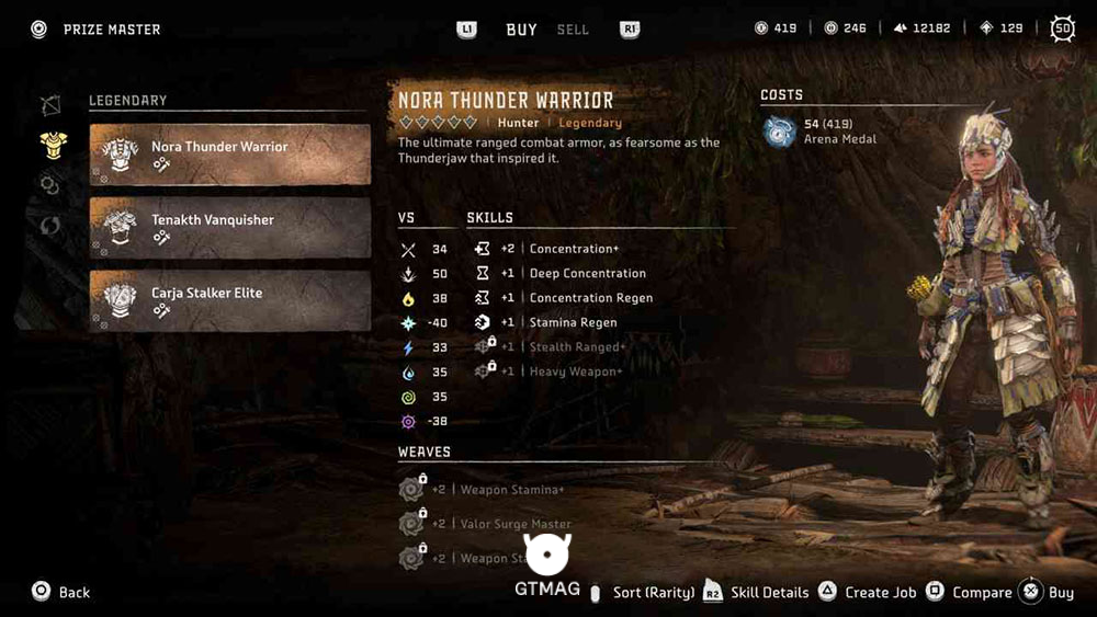 Legendary Armor شماره 3: Hunter - Nora Thunder Warrior - آموزش به دست آوردن همه زرههای Legendary در بازی Horizon Forbidden West
