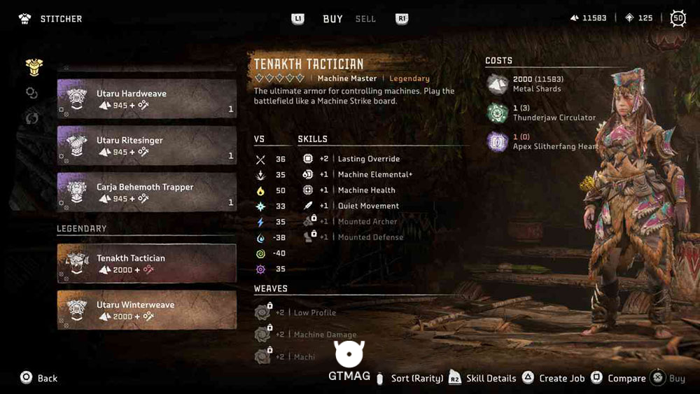 Legendary Armor شماره 6: Machine Master - Tenakth Tactician - آموزش به دست آوردن همه زرههای Legendary در بازی Horizon Forbidden West