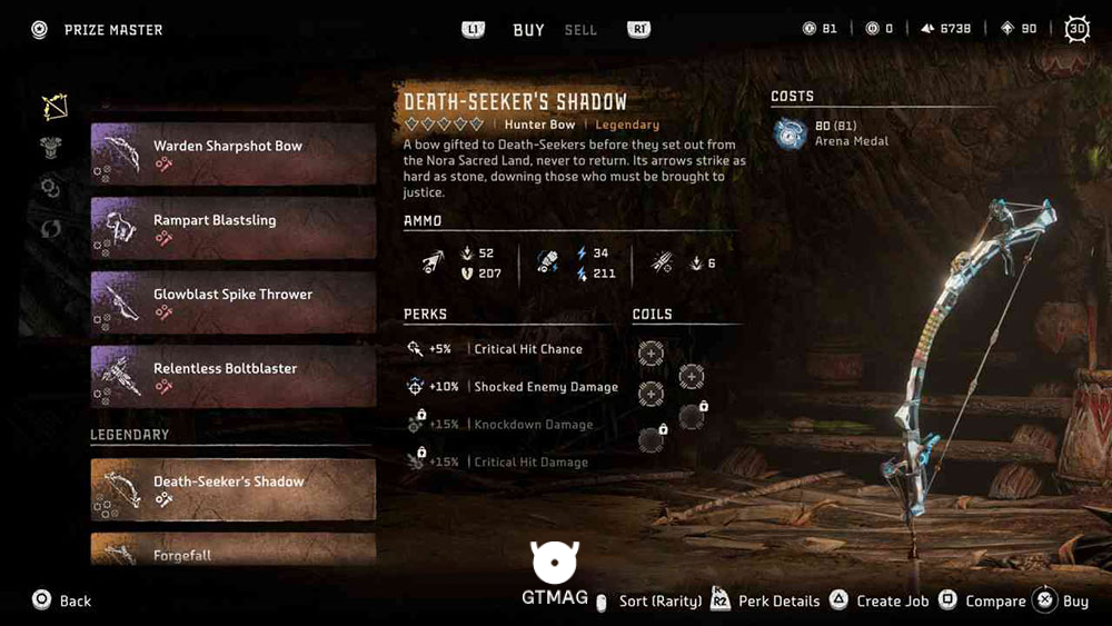 Legendary Weapon شماره 1: Hunter Bow - Death-Seeker’s Shadow - راهنمای دریافت همه سلاحهای Legendary در Horizon Forbidden West