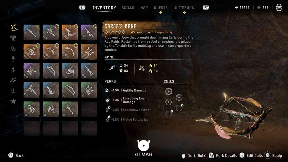 Legendary Weapon شماره 3: Warrior Bow - Carja’s Bane - راهنمای دریافت همه سلاحهای Legendary در Horizon Forbidden West