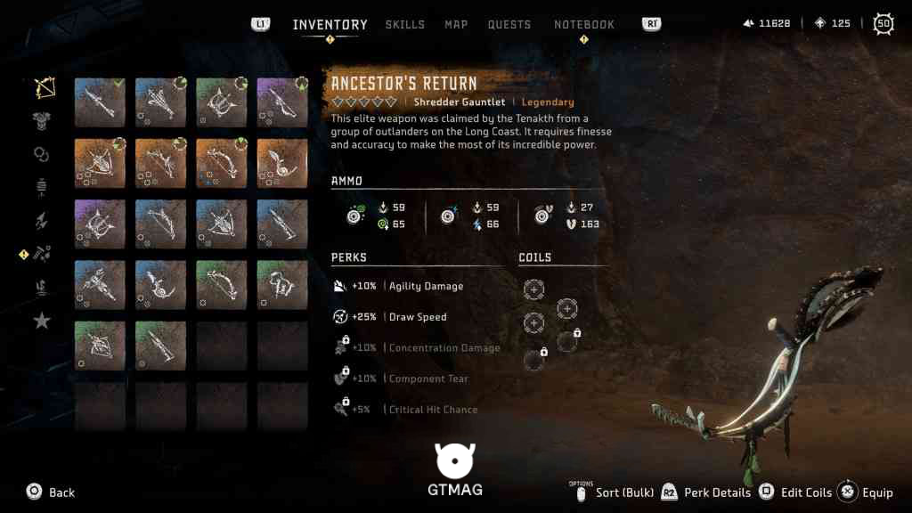Legendary Weapon شماره 9: Shredder Gauntlet - Ancestor’s Return - راهنمای دریافت همه سلاحهای Legendary در Horizon Forbidden West