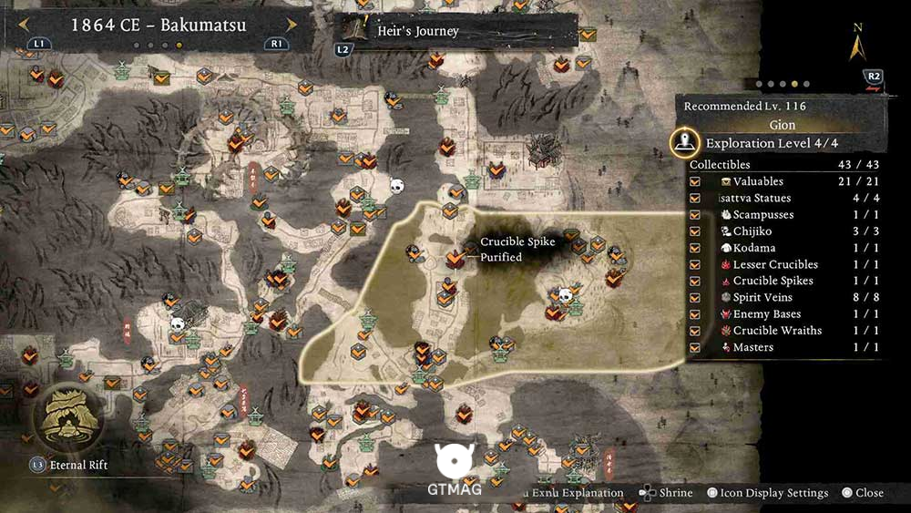 Crucible Spike .11 - تمام مکان&zwnj;های Crucible Spike در Nioh 3