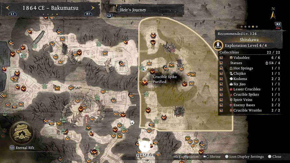 Crucible Spike .12 - تمام مکان&zwnj;های Crucible Spike در Nioh 3