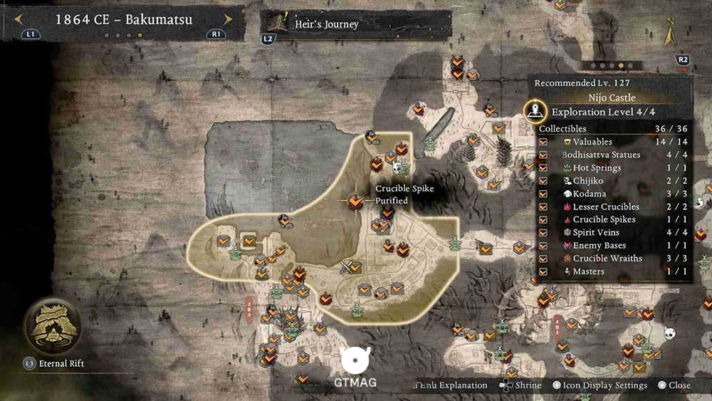 Crucible Spike .13 - تمام مکان&zwnj;های Crucible Spike در Nioh 3