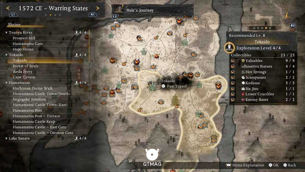 TOKAIDO - تمام مکانهای Named Shrines و Bodhisattva Statues در Nioh 3