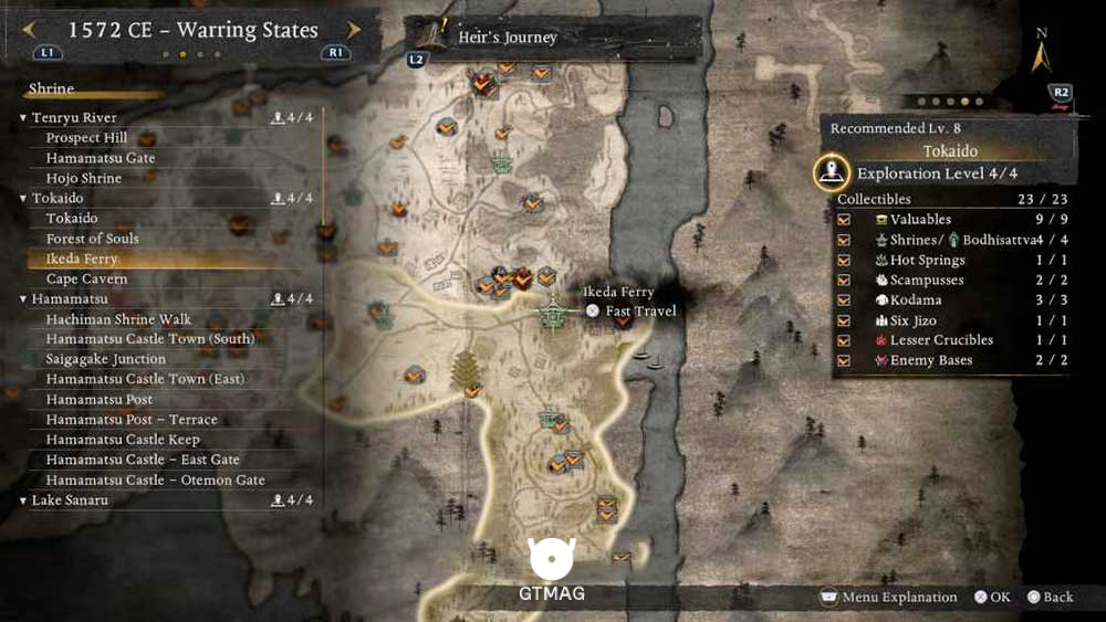 TOKAIDO - تمام مکانهای Named Shrines و Bodhisattva Statues در Nioh 3