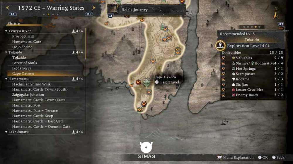 TOKAIDO - تمام مکانهای Named Shrines و Bodhisattva Statues در Nioh 3