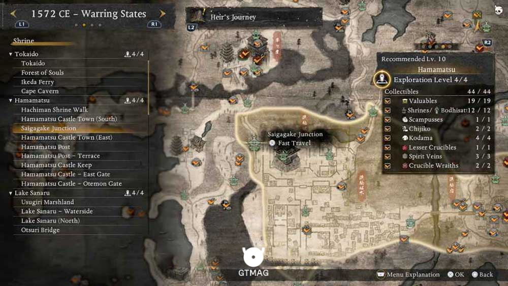 HAMAMATSU - تمام مکانهای Named Shrines و Bodhisattva Statues در Nioh 3