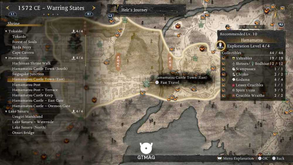 HAMAMATSU - تمام مکانهای Named Shrines و Bodhisattva Statues در Nioh 3