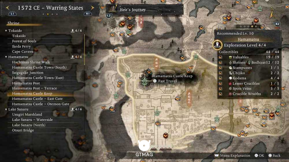 HAMAMATSU - تمام مکانهای Named Shrines و Bodhisattva Statues در Nioh 3