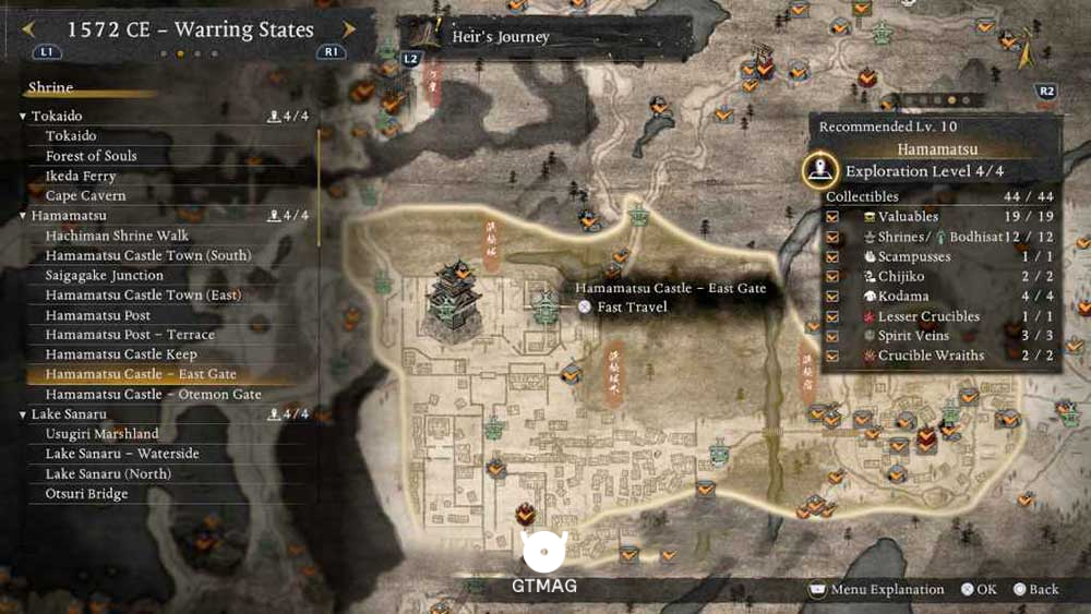 HAMAMATSU - تمام مکانهای Named Shrines و Bodhisattva Statues در Nioh 3