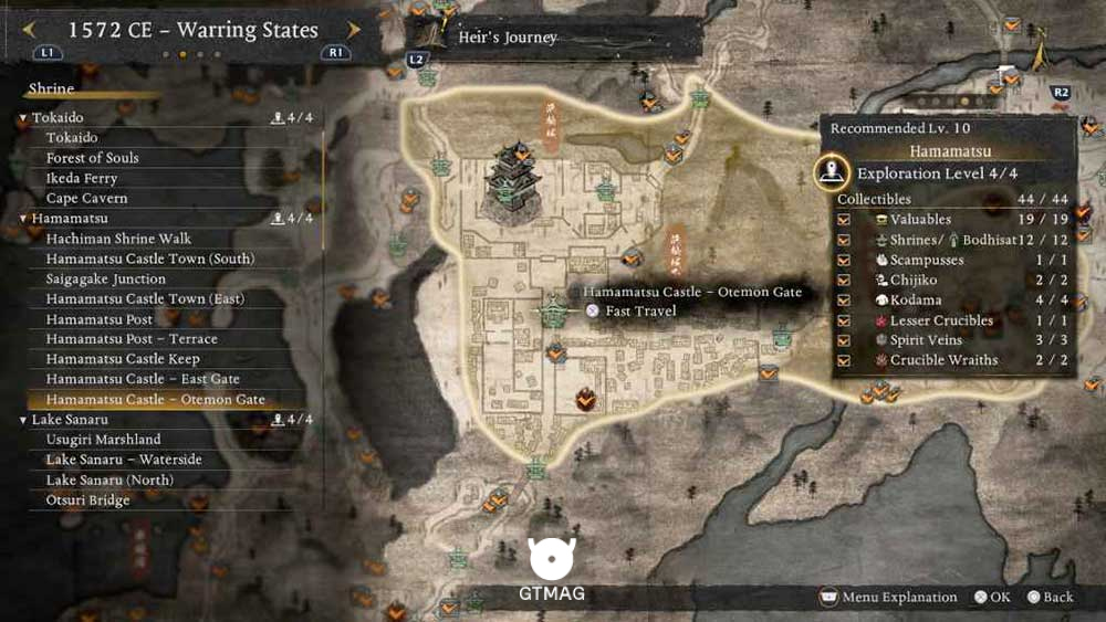HAMAMATSU - تمام مکانهای Named Shrines و Bodhisattva Statues در Nioh 3