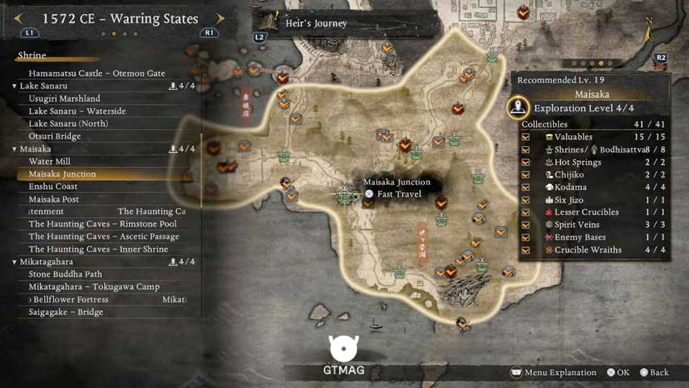MAISAKA - تمام مکانهای Named Shrines و Bodhisattva Statues در Nioh 3