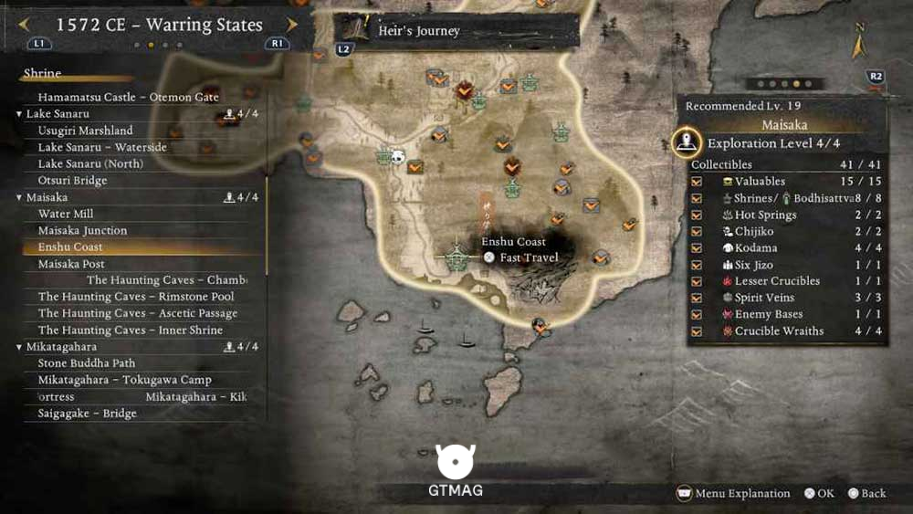 MAISAKA - تمام مکانهای Named Shrines و Bodhisattva Statues در Nioh 3