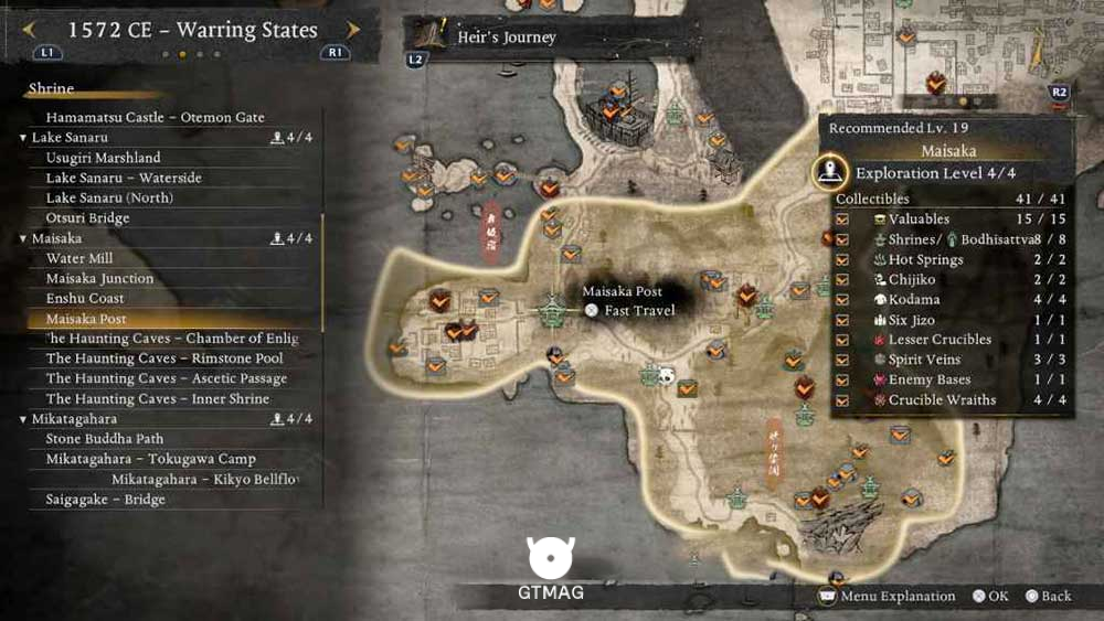 MAISAKA - تمام مکانهای Named Shrines و Bodhisattva Statues در Nioh 3