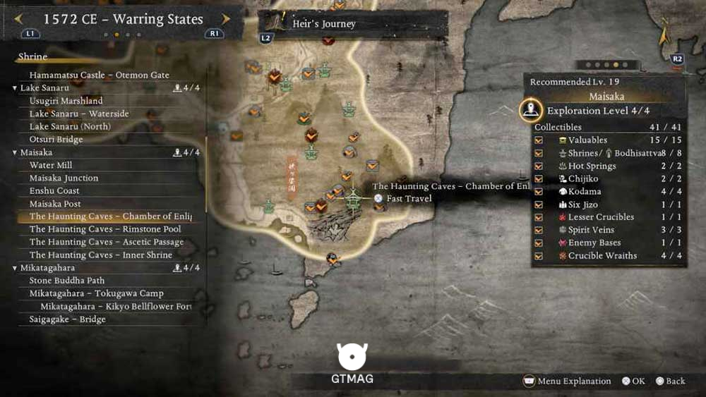 MAISAKA - تمام مکانهای Named Shrines و Bodhisattva Statues در Nioh 3