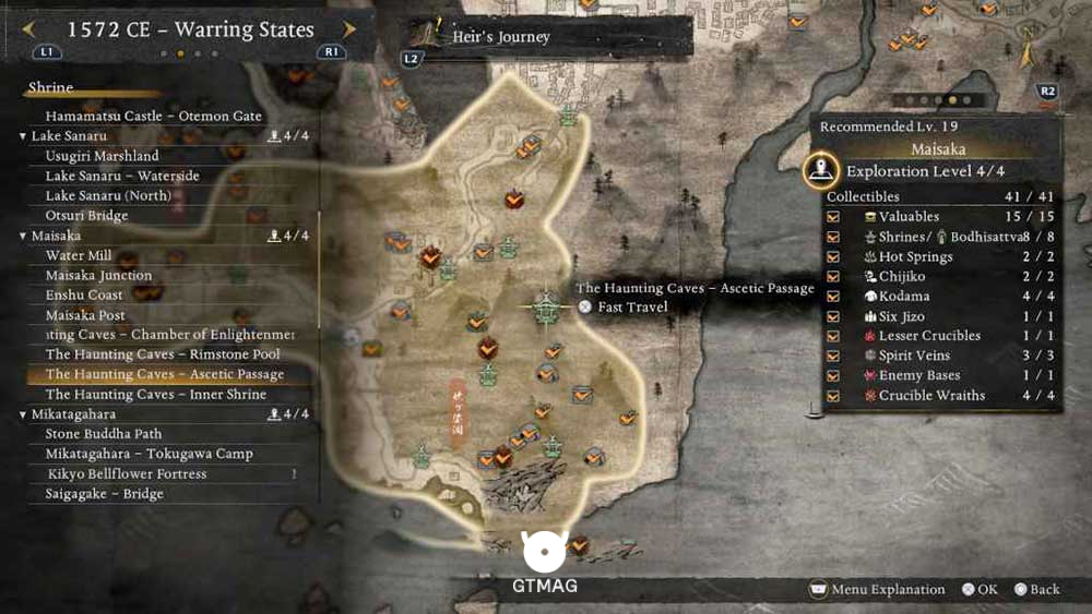 MAISAKA - تمام مکانهای Named Shrines و Bodhisattva Statues در Nioh 3