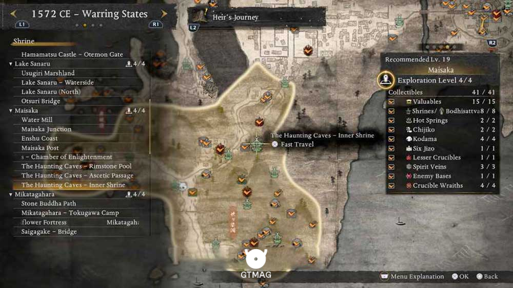 MAISAKA - تمام مکانهای Named Shrines و Bodhisattva Statues در Nioh 3