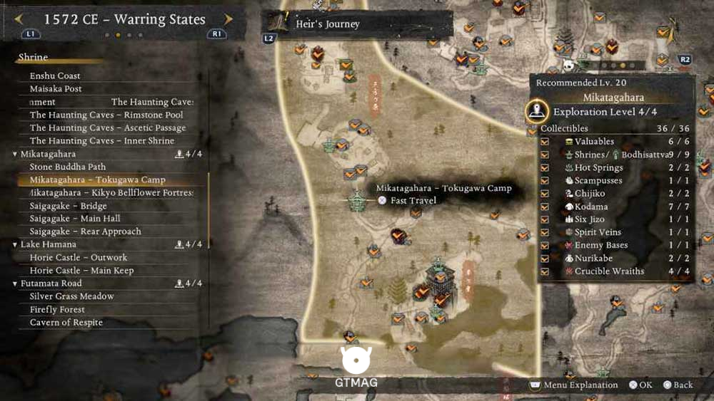 MIKATAGAHARA - تمام مکانهای Named Shrines و Bodhisattva Statues در Nioh 3