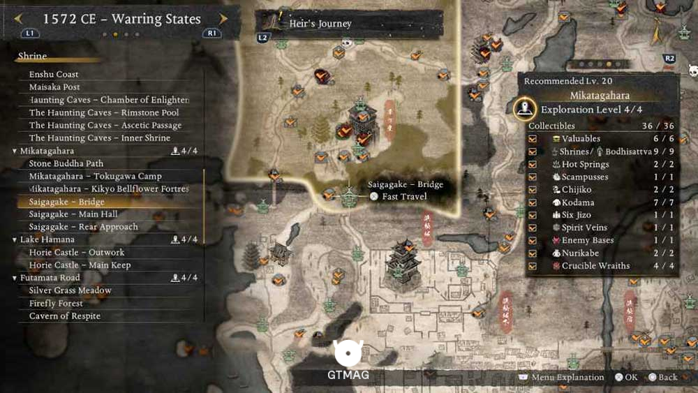 MIKATAGAHARA - تمام مکانهای Named Shrines و Bodhisattva Statues در Nioh 3