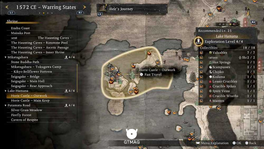 LAKE HAMANA - تمام مکانهای Named Shrines و Bodhisattva Statues در Nioh 3