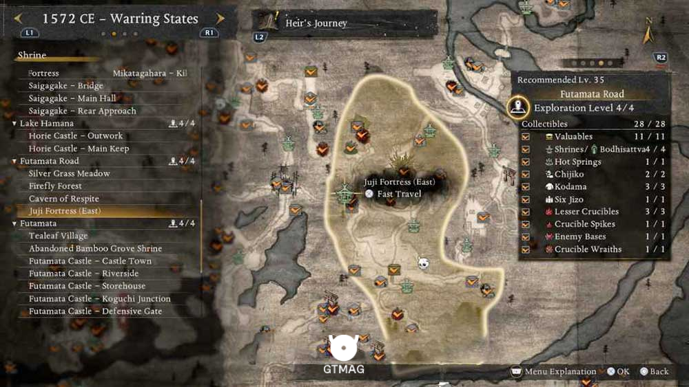 FUTAMATA ROAD - تمام مکانهای Named Shrines و Bodhisattva Statues در Nioh 3