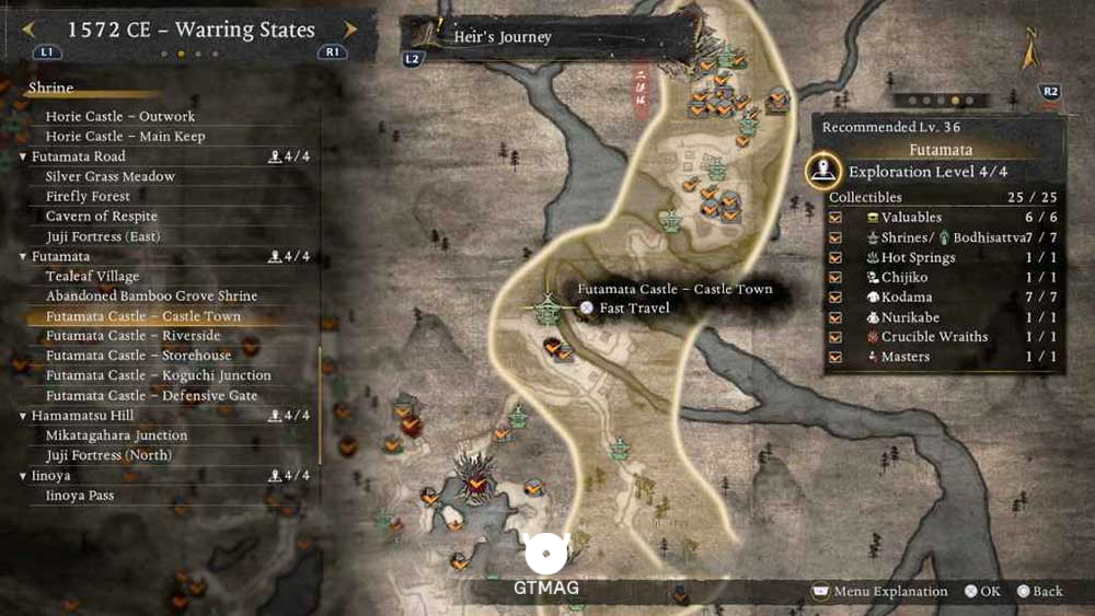 FUTAMATA - تمام مکانهای Named Shrines و Bodhisattva Statues در Nioh 3